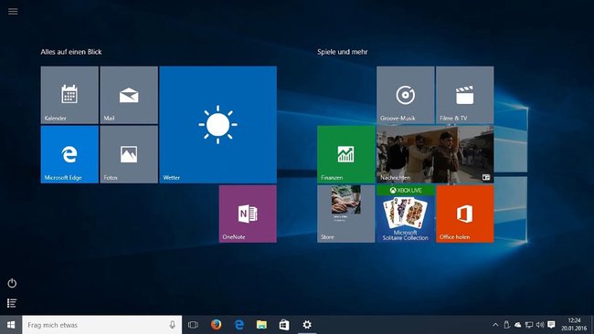 Windows 10: Das Startmenü lässt sich auch im Vollbildmodus anzeigen.