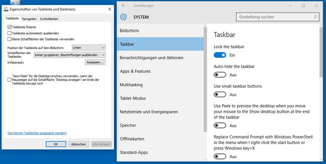 Windows 10: Hier könnt ihr die Taskleiste einstellen.