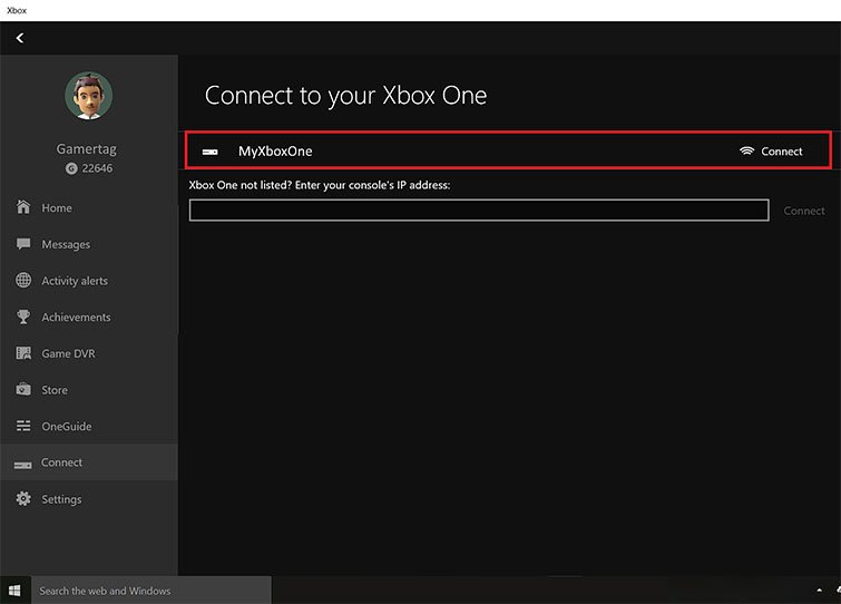 Xbox-App: Klickt auf eure Xbox-One.