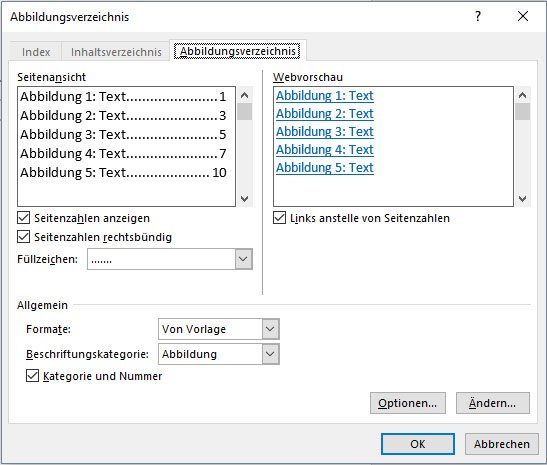 Hier formatiert ihr das Abbildungsverzeichnis.