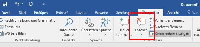 Hier löscht ihr Word-Kommentare.