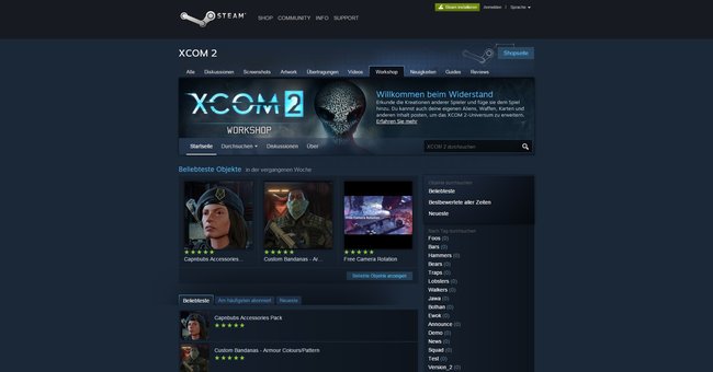 Im Steam-Workshop seht ihr alle verfügbaren Mods von XCOM 2.