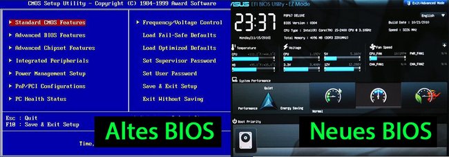 Altes und neues BIOS im Vergleich.