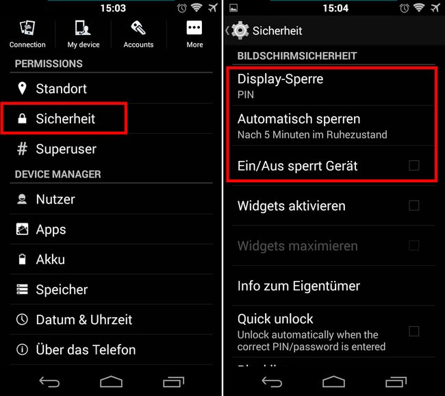 Android: So sperrt ihr den Bildschirm und nehmt Einstellungen vor.