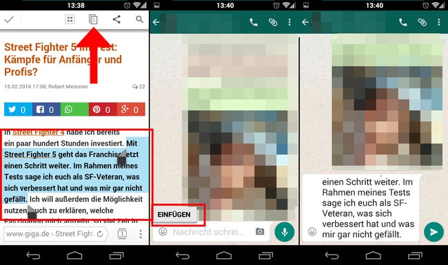 Copy and Paste funktioniert auch auf Smartphones und Tablets. (Bildquelle: GIGA)