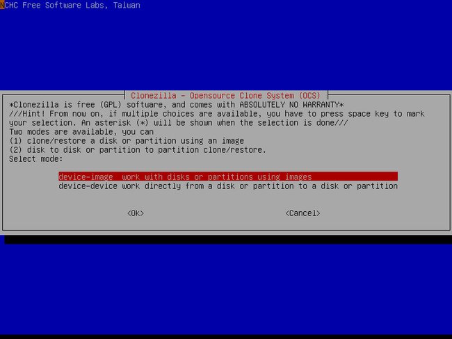 clonezilla device-image option