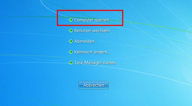 Hier könnt ihr den Computer sperren. (Bildquelle: GIGA)