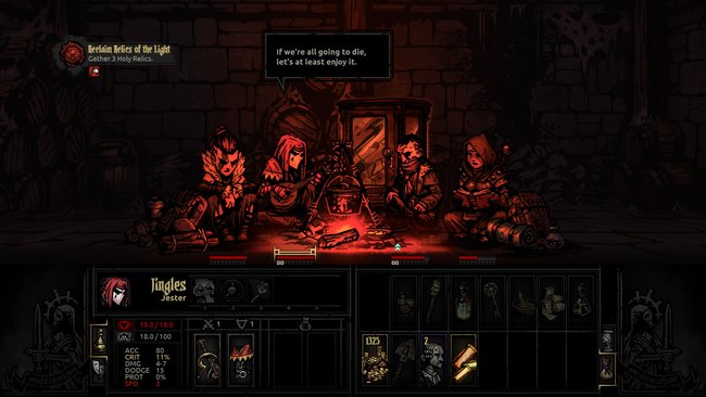 Schlagt ein Camp in Darkest Dungeon auf, um den Stresspegel zu reduzieren