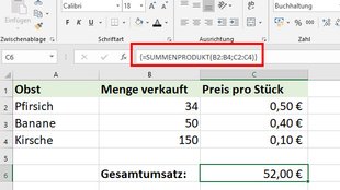 Excel: SUMMENPRODUKT anwenden – so geht's