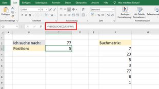 Excel: VERGLEICH-Funktion mit Beispiel erklärt