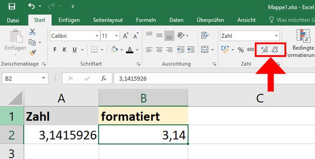 Ihr könnt einzelne Dezimalstellen ausblenden uns so schnell optisch runden.