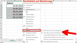 Excel-Tabelle nach Datum sortieren – so geht's