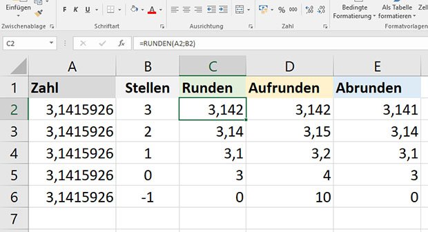 Excel Runden Auf Abrunden Einfach Erklart