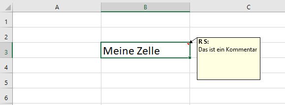 Das kleine rote Dreieck oben rechts am Zellenrand bedeutet, dass hier ein Kommentar vorhanden ist.