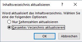 So aktualisiert ihr das Inhaltsverzeichnis