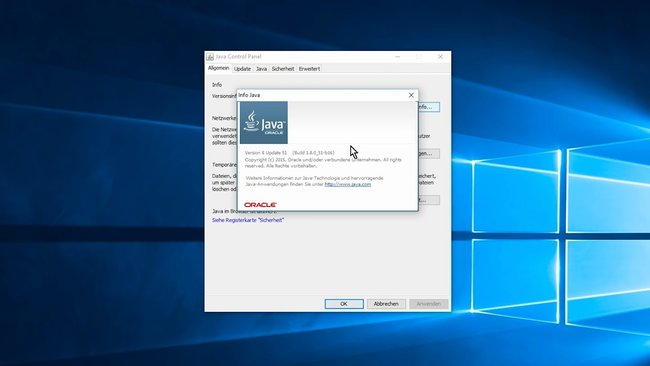 Ob eure Java-version auf dem neuesten Stand ist seht ihr im Java Control Panel unter Allgemein und Infos.