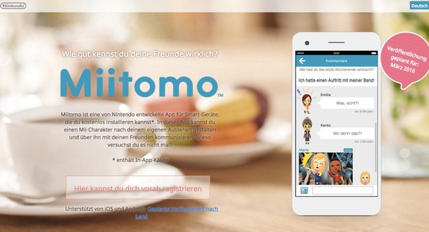 Miitomo: Homepage & Registrierungen der Nintendo-App gestartet