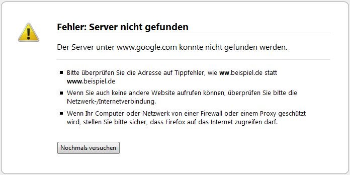 Youtube server nicht gefunden