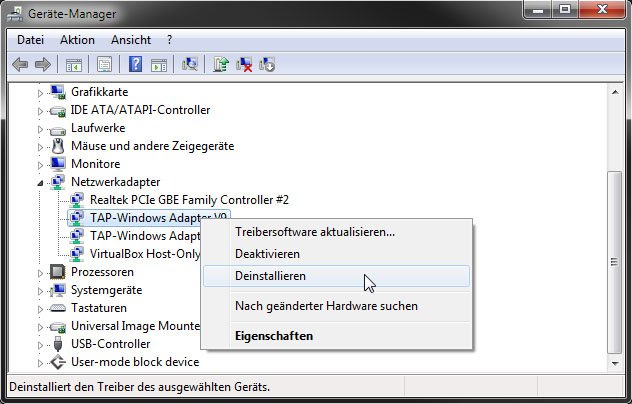 So deinstalliert ihr den TAP-Windows Adapter v9.