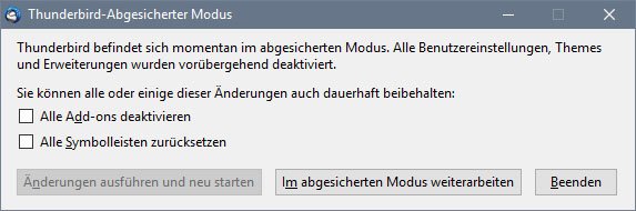 Thunderbird: Hier könnt ihr entscheiden, ob die Add-ons deaktiviert werden sollen.