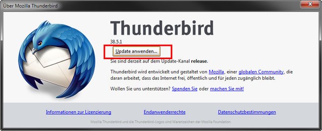 Hier installiert ihr manuell Thunderbird-Updates.