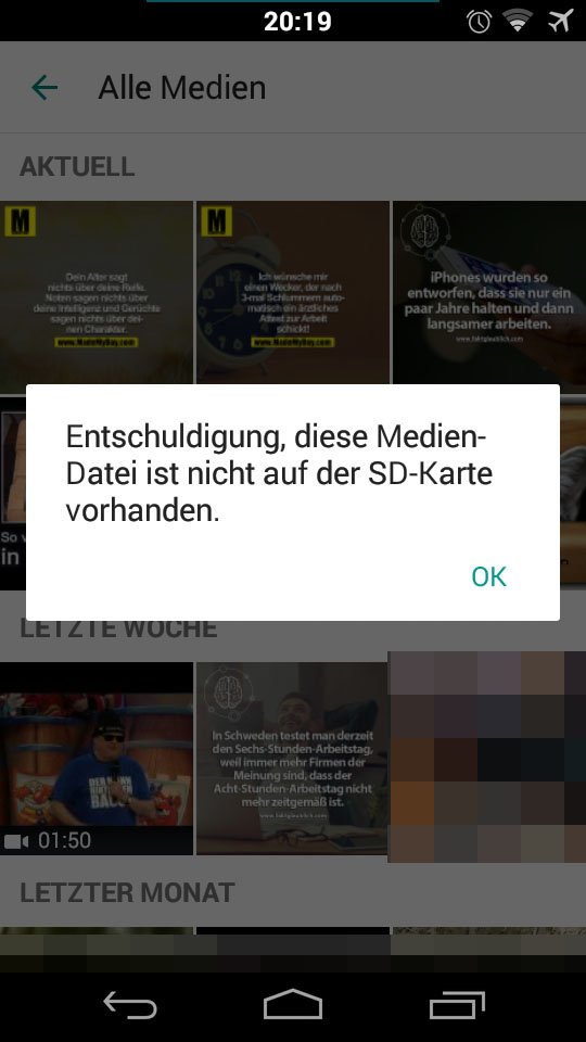 WhatsApp zeigt den Fehler an, wenn ihr auf ein verschwommenes Bild tippt.