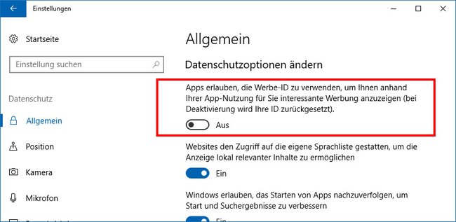 Windows 10: Hier setzt ihr die Werbe-ID zurück.