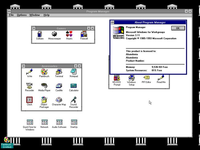 Windows 3.11 wird im Browser ausgeführt.