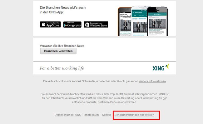 Hier könnt ihr den XING-Newsletter abbestellen.