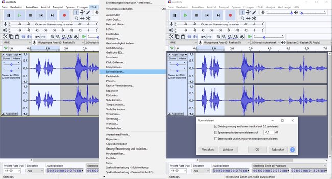 Audacity Normalisieren MP3 lauter machen