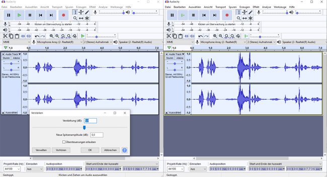 Audacity Verstaerken MP3 lauter machen