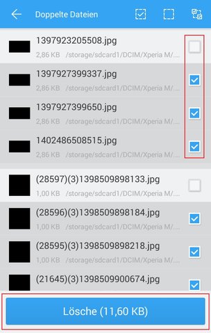 doppelte dateien unter android finden und löschen