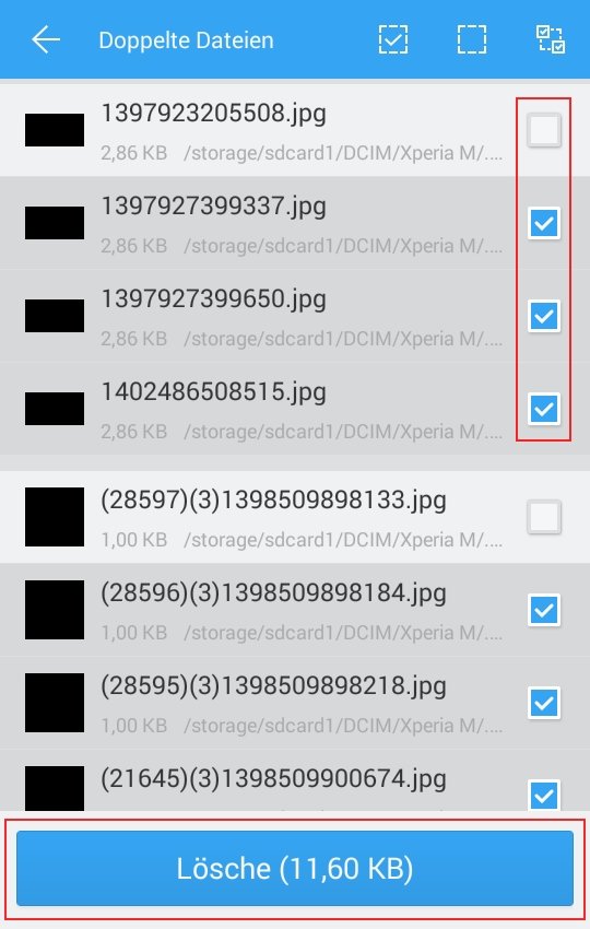 Doppelte Dateien finden löschen Android ES Datei Explorer 03