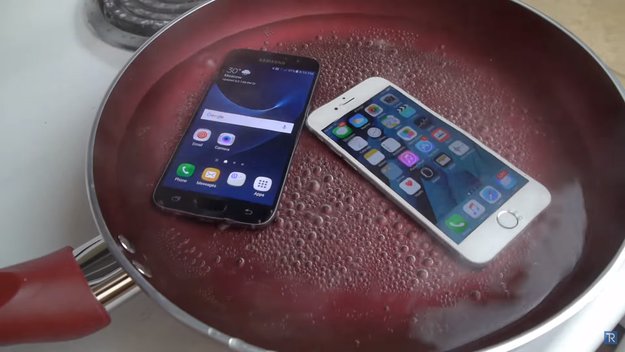Samsung Galaxy S7 vs. iPhone 6s im Pfannen-Test