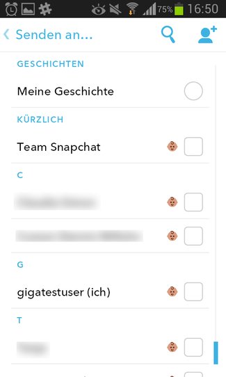 Snapchat-senden-an