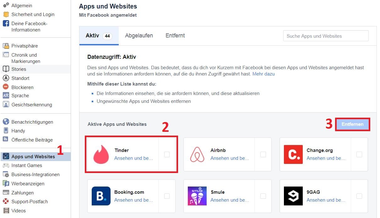 Tinder facebook verknüpfung löschen