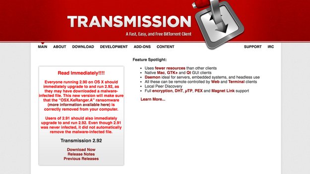 Ransomware: Transmission 2.90 wurde 6.500-mal heruntergeladen
