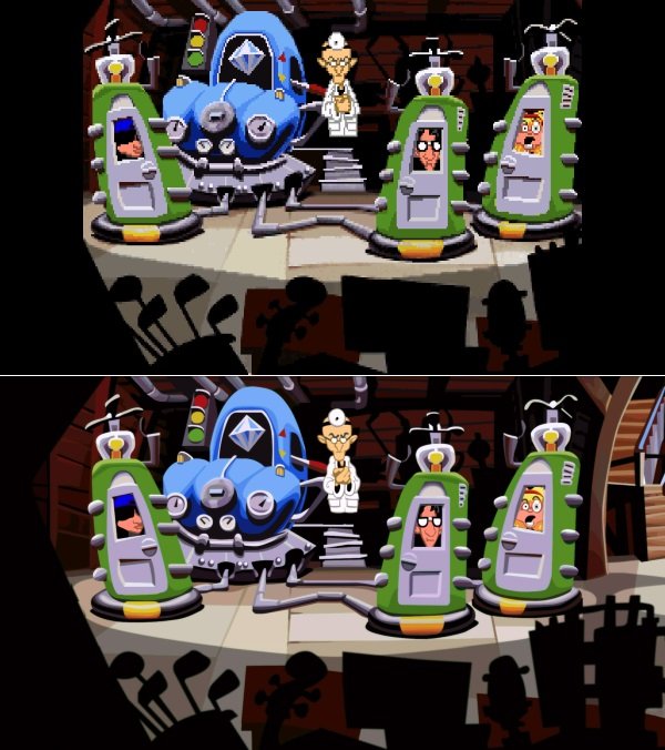 Day of the Tentacle Remastered: alt (1993) vs. neu (2016).