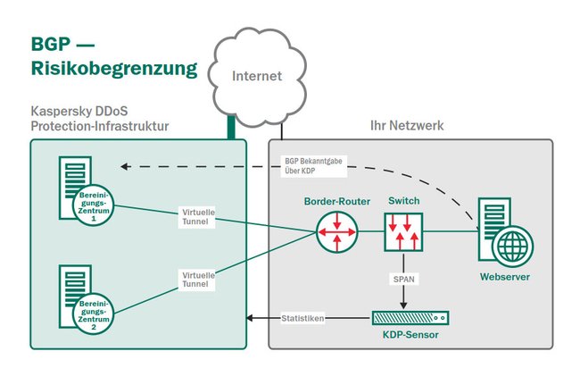 Während eines DDoS-Angriffs werden die Daten an die Cloud-basierten Server zur Prüfung und Säuberung geschickt.