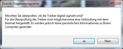 dxdiag Hinweis