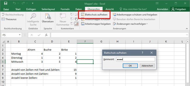 So entfernt ihr den Blattschutz einer Excel-Tabelle.