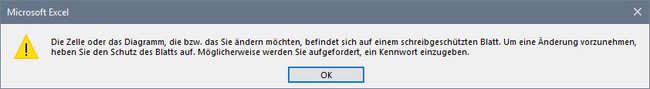 Dieser Hinweis kommt, wenn jemand versucht, geschützte Excel-Zellen zu bearbeiten.