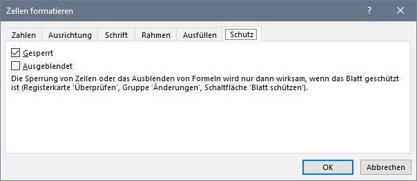 Excel: "Gesperrt" zeigt an, dass alle Zellen geschützt sind, sobald der Blattschutz aktiviert wird.