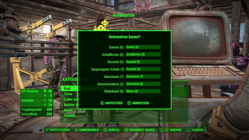 Fallout 4 Automatron Roboter bauen und verbessern