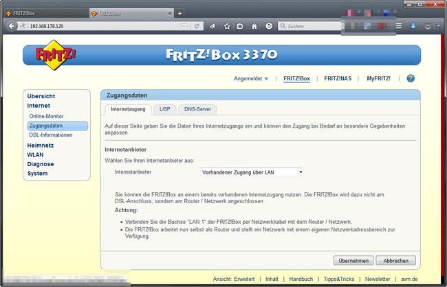 Access Point: Hier deaktiviert ihr die DSL-Anmeldeversuche der Fritzbox. (Bildquelle: GIGA)