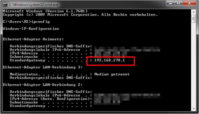 Die Router-Fritzbox hat die Standard-IP 192.168.178.1.