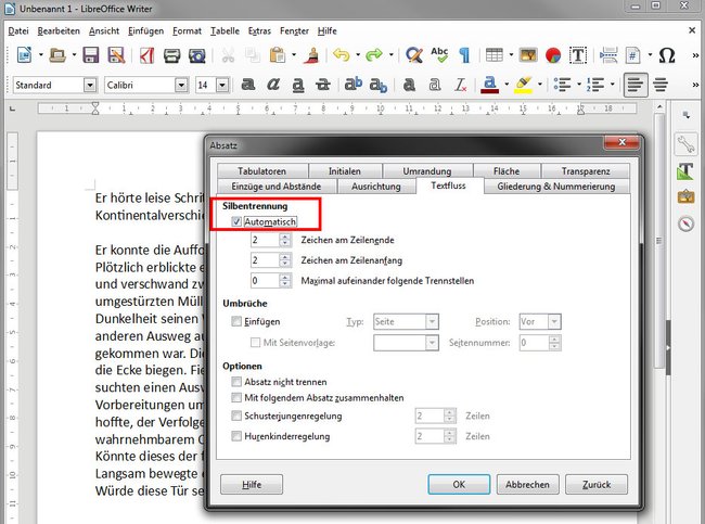 LibreOffice: Hier aktiviert ihr die Silbentrennung im Programm Writer.