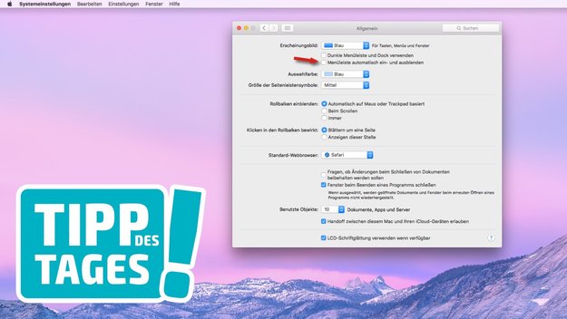 Mac-Tipp: Menüleiste von OS X ausblenden und bearbeiten