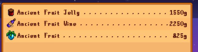 Stardew Valley: Für Ancient Fruit, Jelly und Wine bekommt ihr besonders viel Goldmünzen.