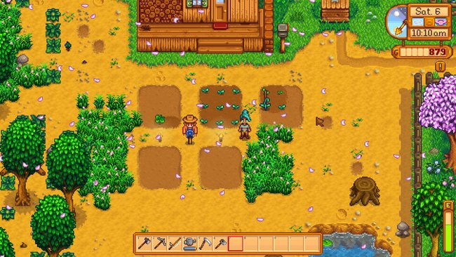 Stardew Valley: Habt ihr eure Felder mit Wasser versorgt, geht in die Mine oder fischen, um eure Beute zu verkaufen und vom Geld mehr Samen zu kaufen. Bildquelle: GIGA